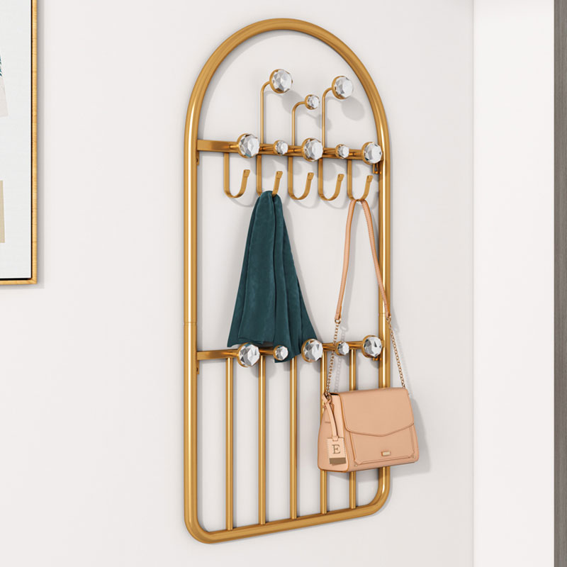 Punch-free entry door hanging clothes hanger bedroom bedside clothes hat rack light extravagant wall-mounted hanging clothes plate clothing containing shelf-Taobao