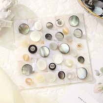 High-grade natural shell shirt button black butterfly white butterfly high button cardigan silk chiffon dress small round button