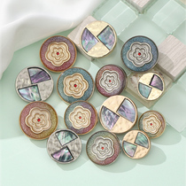 New colorful gradient metal button fashion all-match golden womens suit sweater cardigan coat coat button