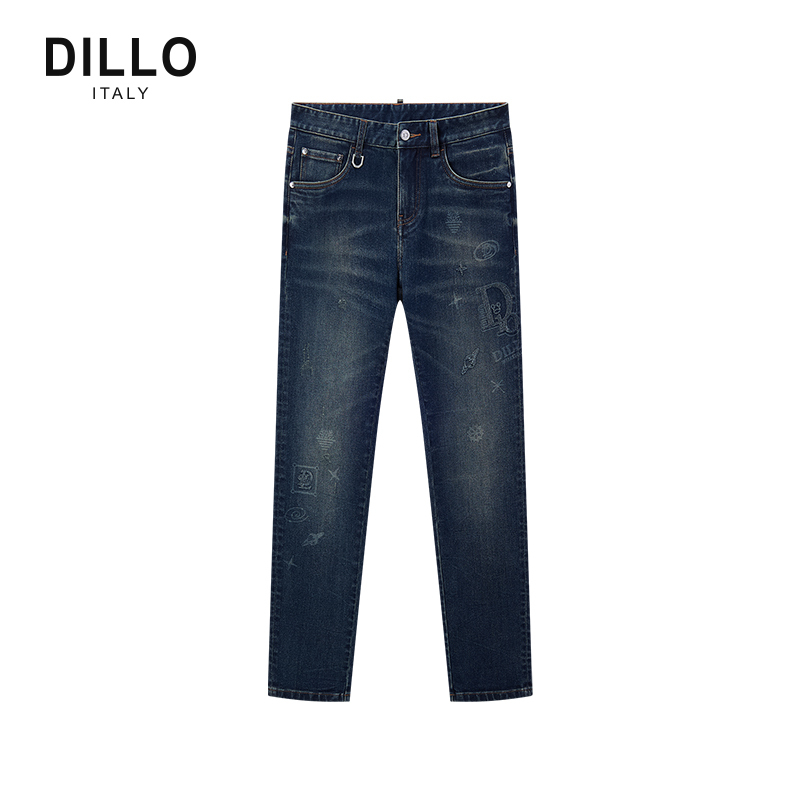 [End of Season Sale] Dillo Men's Four Seasons Vintage Trendy Straight Casual Versatile Embroidered Washed Jeans