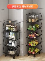 Kitchen stainless steel shelf Floor-to-ceiling countertop fruit basket Multi-layer sparse vegetable storage vegetable rack Household storage basket