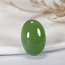 Lang Yao Xinjiang Hetian Jade Oval surface natural Jasper ice bottom fruit Green naked stone egg surface can be customized