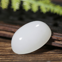 Lang Yao Xinjiang natural Hetian Jade oval ring surface mutton white jade men and women naked stone egg surface can be customized