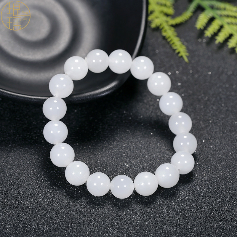 Langyao Xinjiang Hetian Jade beads hand string natural sheep fat white jade male and female lovers 6-18mm transfer beads bracelet