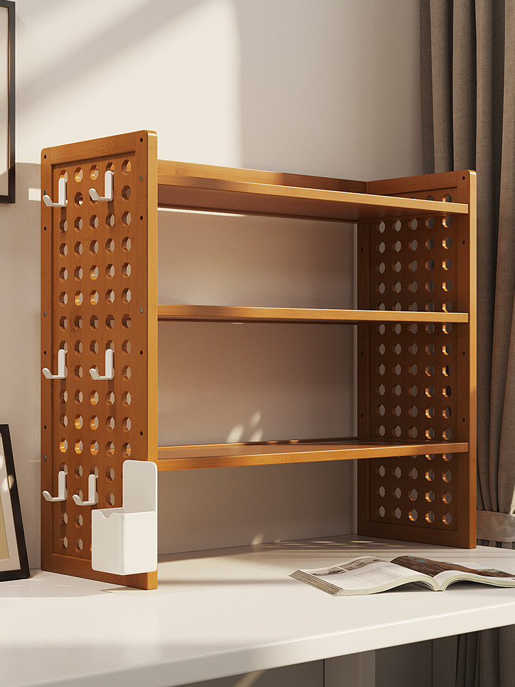 Shelf desktop simple multi-layer hole board office work station storage and organization 2025 new style medieval style bookshelf