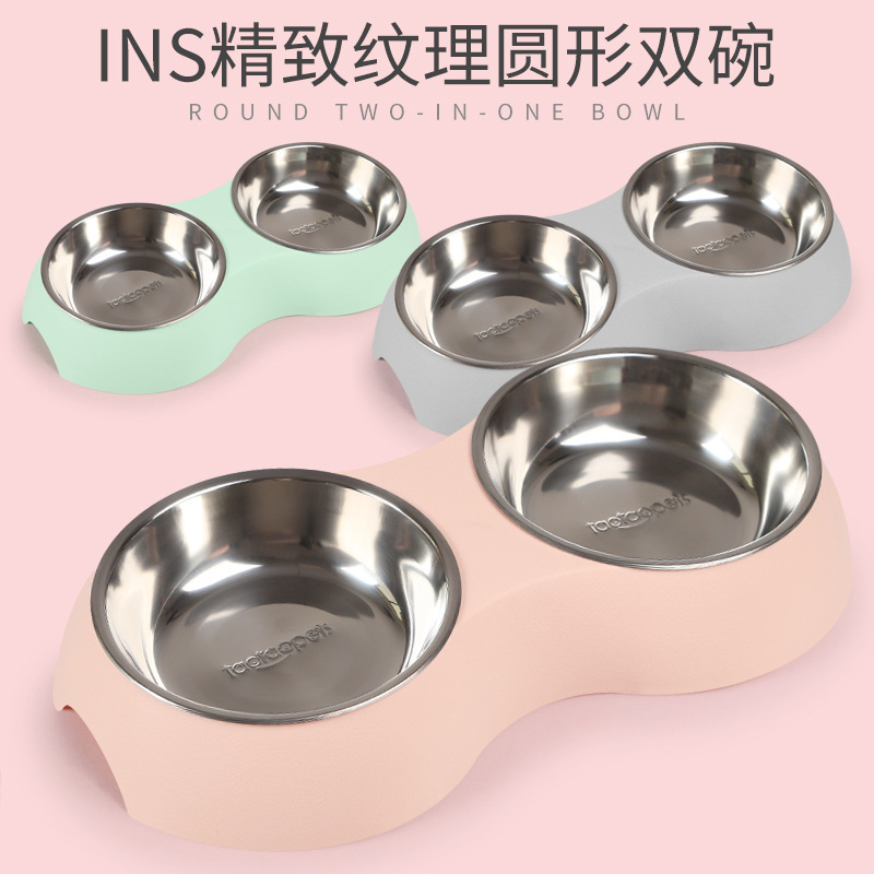 Dog bowls dog pelvis cat bowls cat food basin dogs anti-overturning double bowl kitty small and medium dog automatic drinking pet supplies