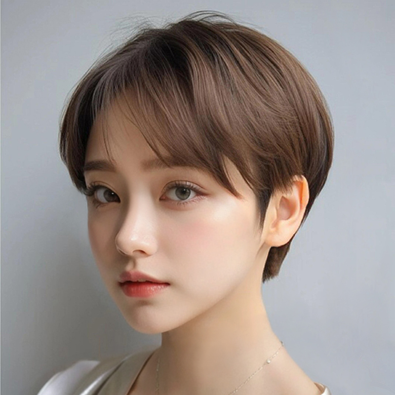 Wig for Women with Short Hair, Summer Thin Style, Age-Reducing Full Head Wig, Bald Head Chemotherapy Bob Style, Natural Realistic Wig Set