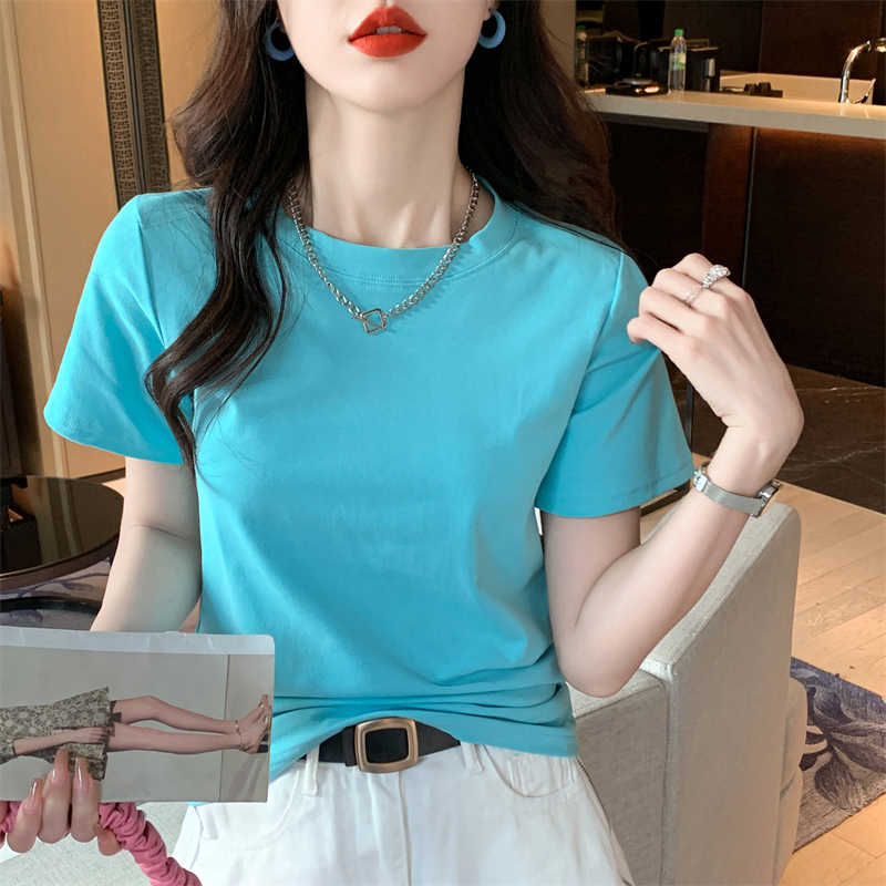 Lake Blue T-Shirt for Women, New 2026 Summer Dopamine Style, Slim Fit, Flattering, Sweet and Spicy, Ethereal Short Top Lake Blue T-Shirt for Women, New 2026 Summer Dopamine Style, Slim Fit, Flattering, Sweet and Spicy, Ethereal Short Top