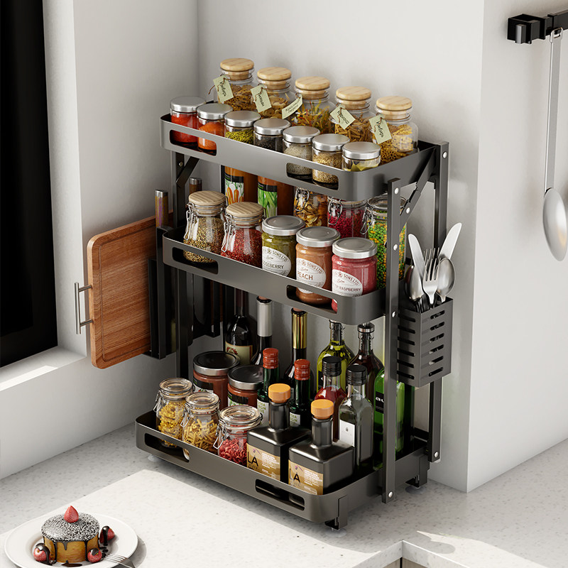 Beauty High Treasure Gas Stove Seasoning Oil Salt Sauce Vinegar Shelving Seasonings Condiment Table Face Shelf