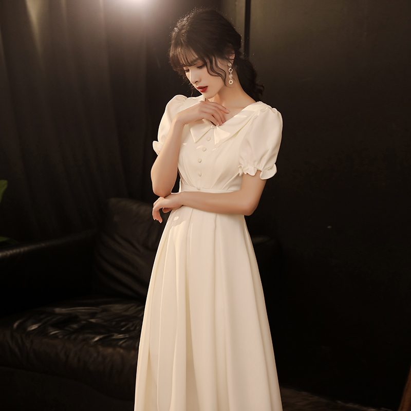 White French-Style Evening Dress for Women, Suitable for Everyday Wear, Elegant and Luxurious, Niche High-End Design, Suitable for Marriage Registration, Little White Dress