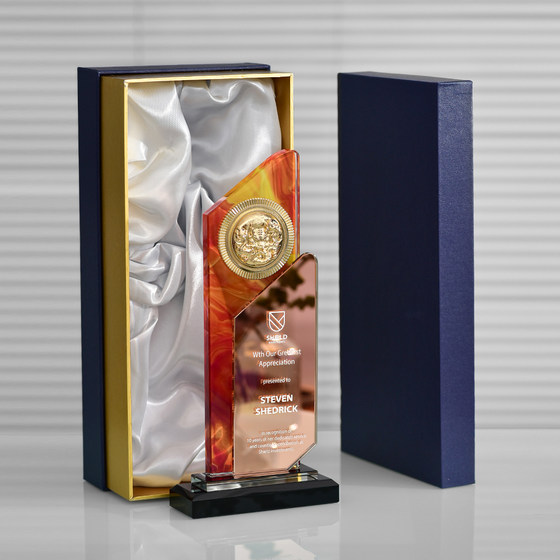 New Color Printed Crystal Trophy Creative Souvenir Competition Champion Company Outstanding Employee Trophy