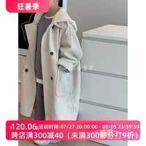 Bora Korean boys woolen coat thickened autumn and winter clothing for girls and older children new white parent-child coat trend