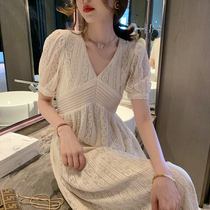 2021 new Summer Gentle Temperament Tea Hysteria Retro White Lace Spring Fairy First Love Dress Dress