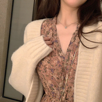 2021 spring new womens French vintage Hepburn wind floral knitted small fragrant wind dress two-piece suit