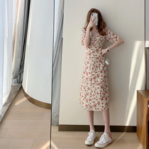 Tea hysteria style retro superfairy sweet and gentle windy windy and snow-spinning summer first love dress 2021 new