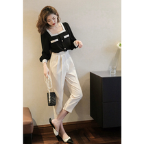 Salt can be sweet 2021 new suits Reduced Age Fashion Broadlegged Pants Nets Red Fried Street Careers Two Suits Women Summer Season