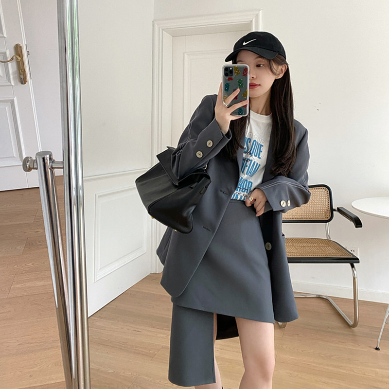 2021 Little Fragrant Wind Nets Red Fried Street Half Body Dress Port Wind Retro Chic Professional Suit Two-piece Suit Women Fall