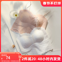 Underwear womens sling one-piece bra summer thin section small chest gathered vest style seamless beautiful back with tube top