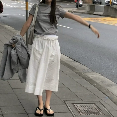 Low Classic Box Юбка 2024 Весна и летняя Новая корейская версия запятой в середине длины юбки