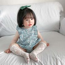 Baby anti-mosquito long cylinder Sox 3 Double fit girl socks Summer slim fit white lace lace Sox small crushed flower