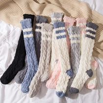 Moon Sox stockings Coral Suede Socks Children Calf Socks Long Silo Moon Socks Winter Postnatal Plush Socks Glint Warm