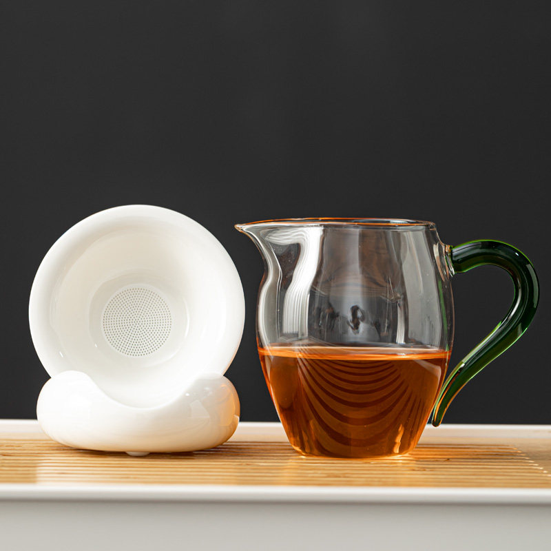 Thickened Heat-Resistant Glass Fair Cup, Transparent Tea Brewing Filter, Kung Fu Tea Set Accessories, Tea Divider, Tea Strainer Set