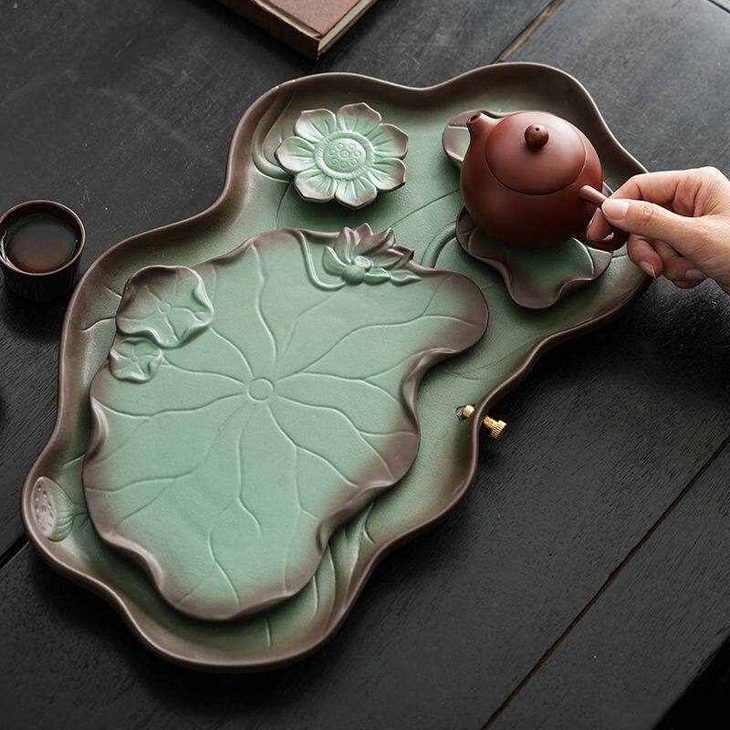 Tea Tray for Home Use, New Small Dry Brewing Platform, Japanese-Style Tea Table, Vintage Tea Set with Drainage and Storage, Kung Fu Tea Tray