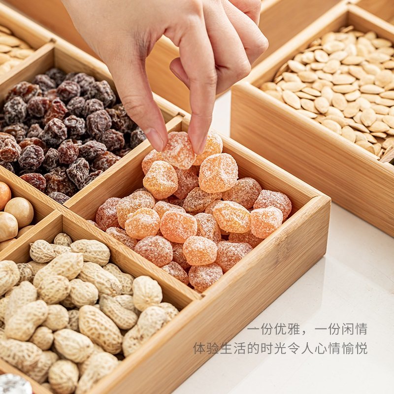 Fire Pit Ice Tea Brewing Set, Internet-Famous Style, Full Set with Tray, Snacks, Fruit Plate, Bamboo Nine-Compartment Dried Fruit Box