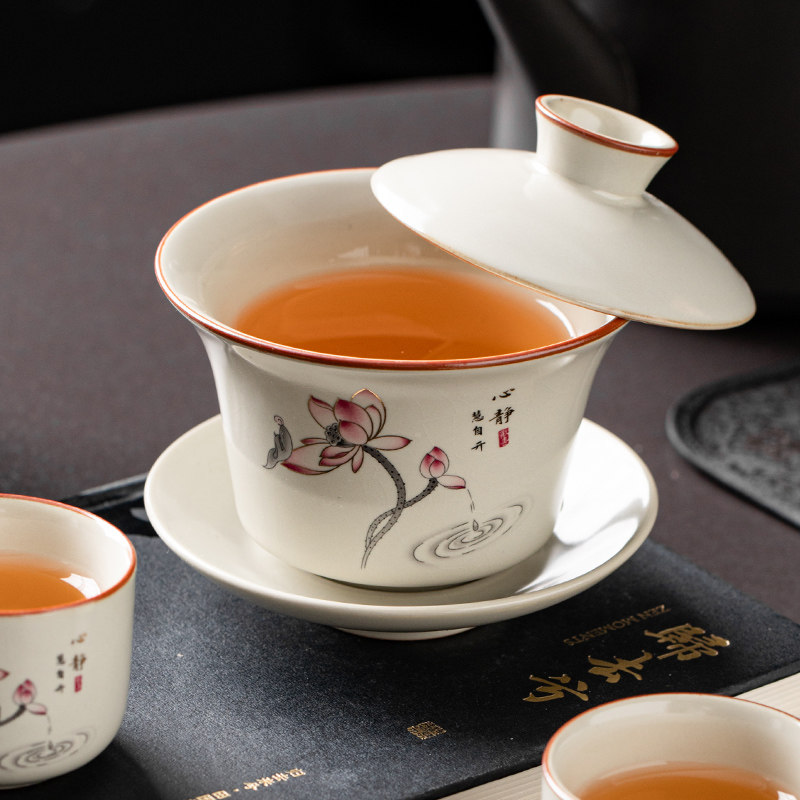 汝窑开片三才盖碗茶杯:中式手工陶瓷的艺术与温度-盖碗-淘宝百科网