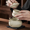 Haoyao Ru Kiln Travel Tea Set, One Pot and Three Cups, Hand-Held Pot with Lid, Bowl, Outdoor Portable Tea Brewing Set, Quick Tea Cup