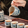 Ru Kiln Blue and White Kung Fu Tea Set Ceramic Teapot with Lid, Floating Lid Bowl, Tea Cup, Tea Tray, Light Luxury High-End Household Use