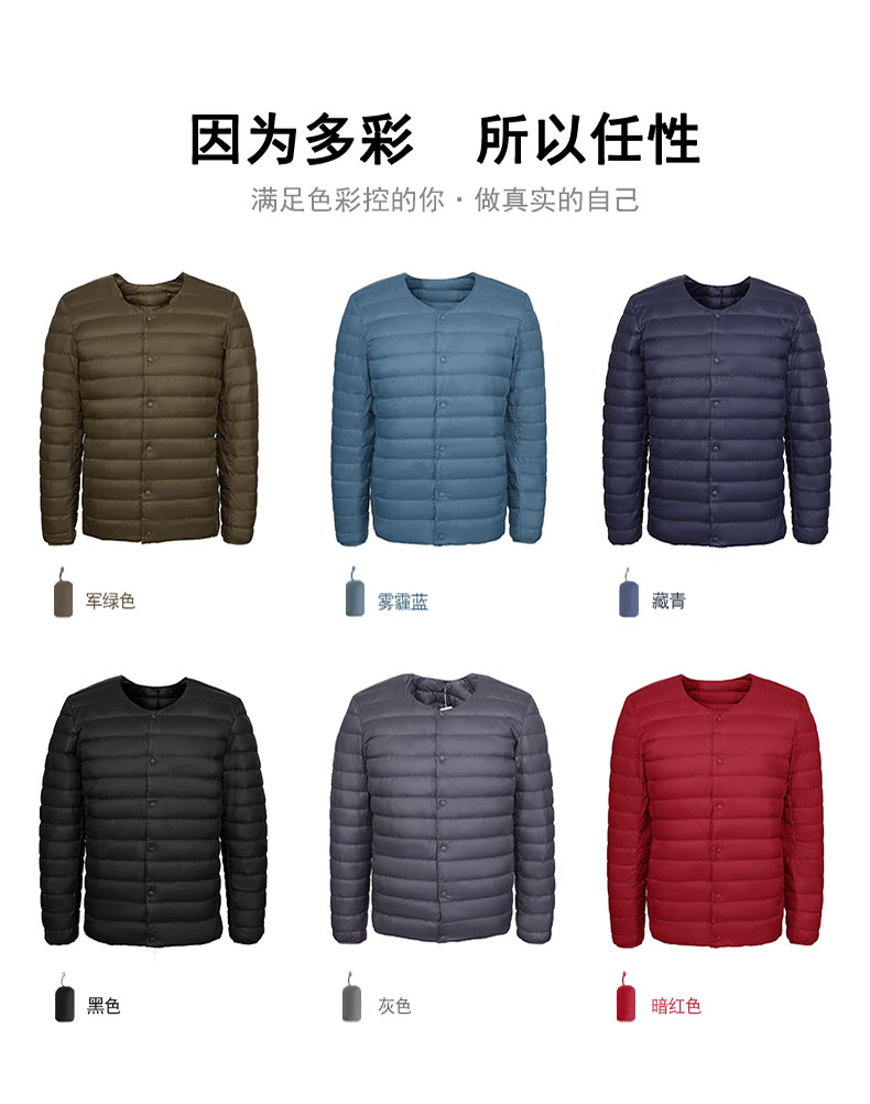 鸭鸭 男士 90白鸭绒 轻薄羽绒服 内外两穿 图2