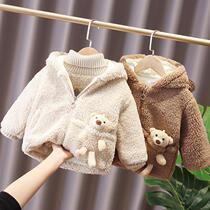 Children Autumn One and a half Boys Autumn Costume Spring and Autumn Fashion Handling Lamb Weight Warm Cotton Clothing