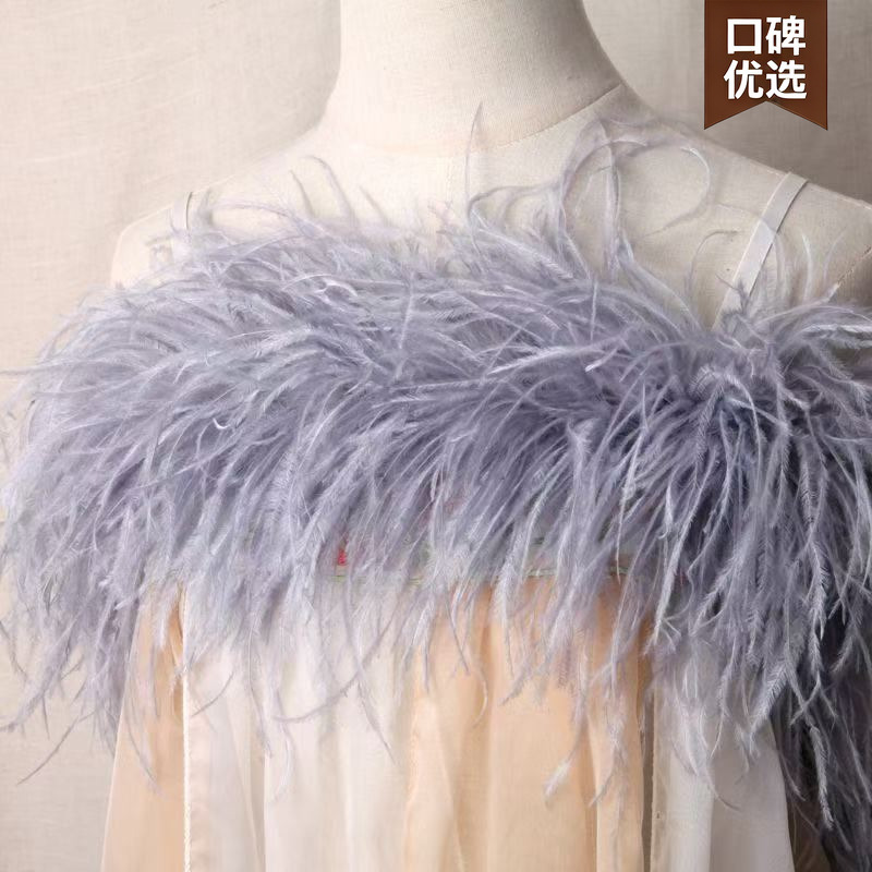 Ostrich Feather Trim Clothing Accessories Real Feather Strips Dance Costume Dress Cuff Hem Fringe Tassel Trim