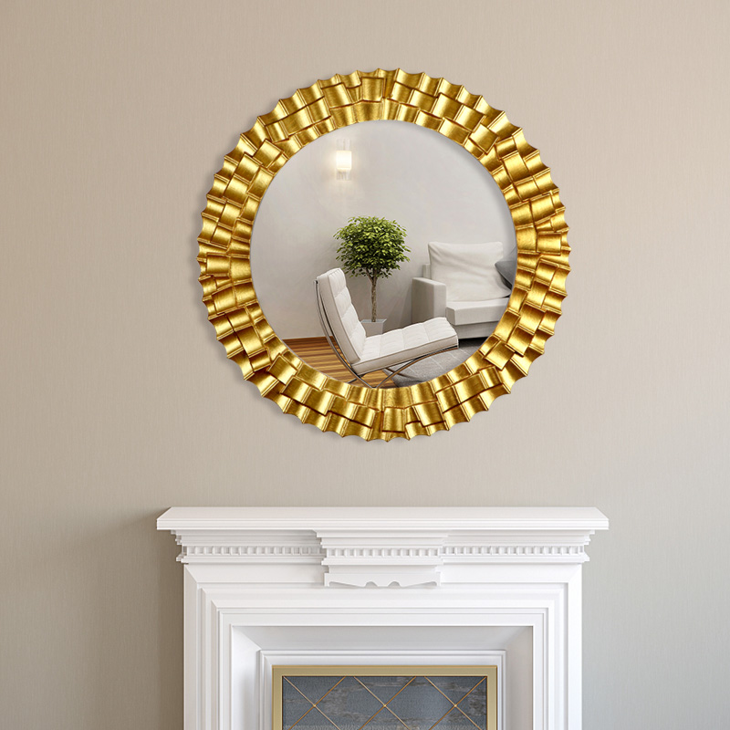 Creative Makeup Mirror Round Makeup Mirror Genguan Wall Decoration Wall-mounted Decorative Mirror Desktop Gold Leaf Vinoquer Bathroom Mirror