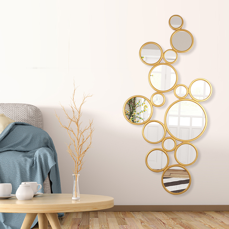 Round Composition Wall Sticker Decoration Mirror Brief Wall Decoration Wall Decoration Living Room Dining Room Dining Room Genguan Bedroom Background Wall Wall-mounted Mirror