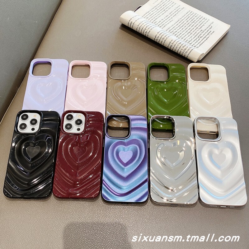 Japanese and Korean ins Simple Solid Color 14 Creative Three-Dimensional Water Ripple Heart Apple 16/15 Phone Case Suitable for Iphone17Promax Candy Color Anti-Drop Protective Case 12 Glossy Silicone Soft Case 13 Japanese and Korean ins Simple Solid Color 14 Creative Three-Dimensional Water Ripple Heart Apple 16/15 Phone Case Suitable for Iphone17Promax Candy Color Anti-Drop Protective Case 12 Glossy Silicone Soft Case 13