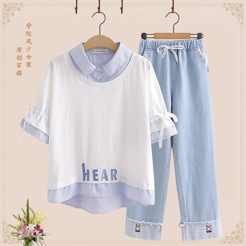 Big Kids Summer Sports Suit for Girls 2026 New Style Loose Fit for Junior High and High School Students Trendy Casual Two-Piece Set