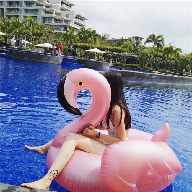 Nước cho trẻ em lưới bơm hơi màu đỏ hồng vàng hồng hạc bơi vòng người lớn gắn kết kỳ lân đồ chơi nổi hàng nổi giường nổi - Cao su nổi
