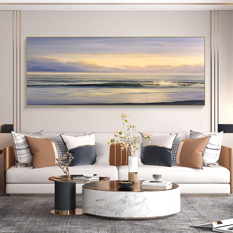 Hand-painted landscape oil painting light luxury Nordic living room decoration painting modern minimalist sofa background wall bedroom bedside painting