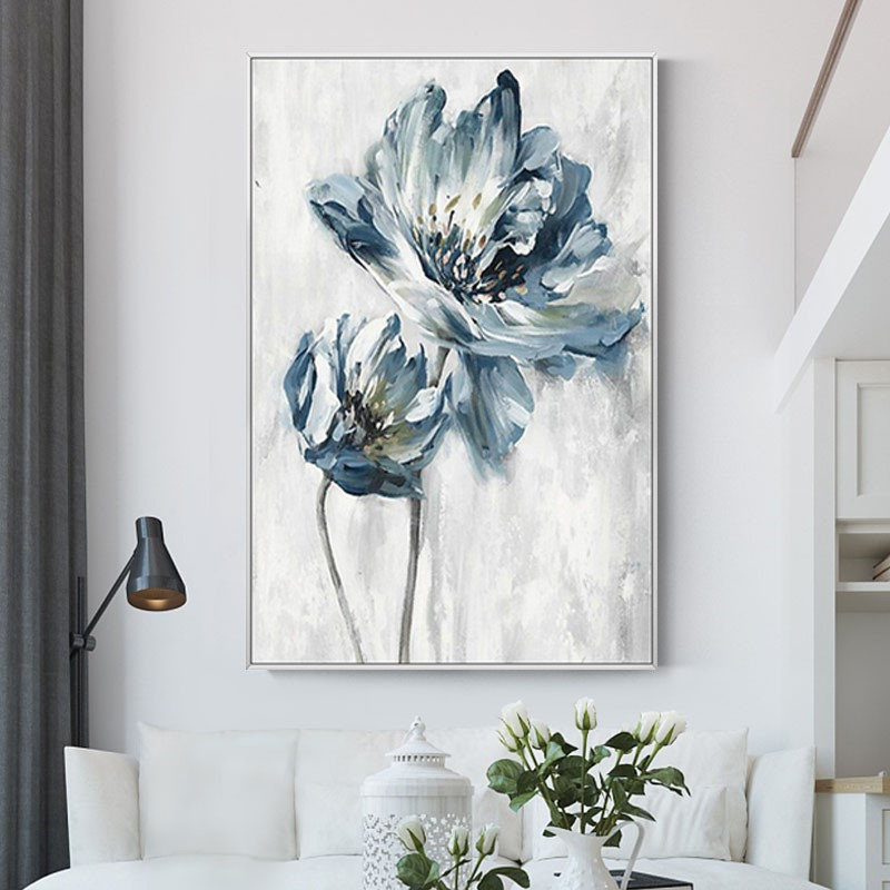 Nordic hand-painted flower oil painting simple abstract Gesang flower living room dining room porch sofa background wall decoration painting