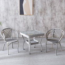 Balcony Small Table And Chairs Tea Table Home Single Outdoor Tenchair Leaning back chair Leisure tea table Composition rattan chair Three-five pieces