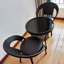 Balcony table and table rattan chair Three sets tea table and chairs Composition Leisure outdoor patio rattan table Terrace Round Table Small Tea Table