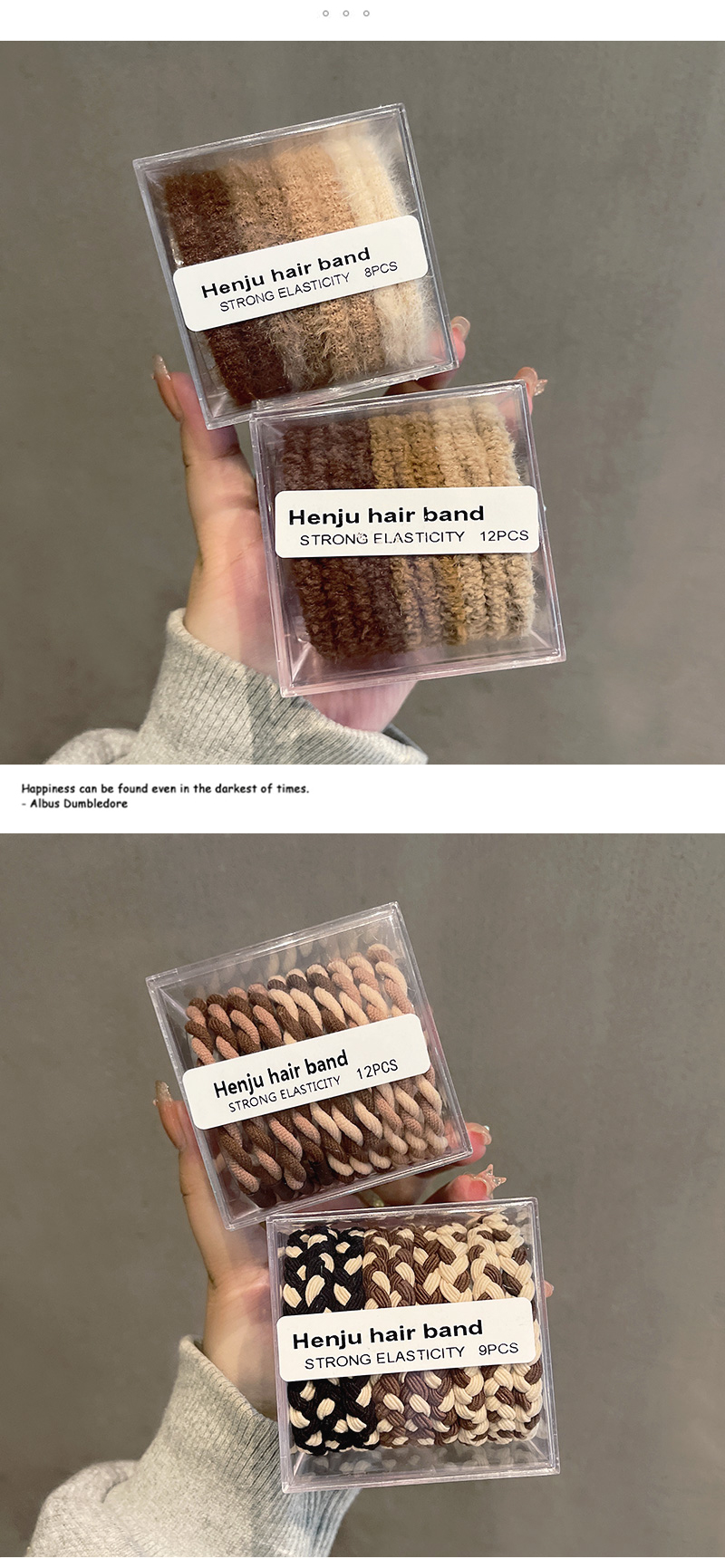 10 Twist Braids High Elasticity Durable Thick Rubber Band Korean Hair Rope Wholesale display picture 5