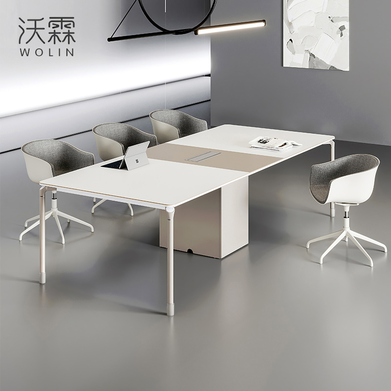 Conference table long table minimalist modern meeting room table and chairs combined light lavish white six small meeting table training table