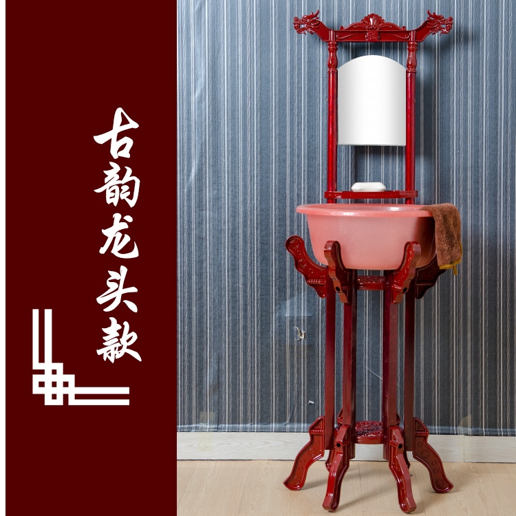 Wash Face Shelving Ground Floor Rural Washbasin Home Wash-Face Frame Multifunction Antique Basin Rack Old Fashioned Simple Wood