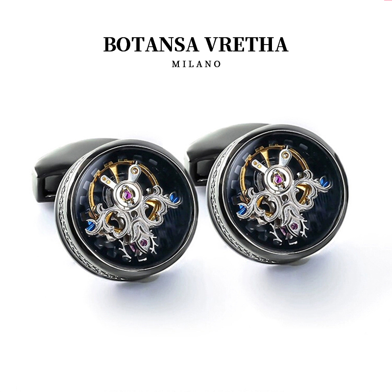 Italian Botansa Vretha&Bv British Fashion Perpetual Motion Tourbillon Cufflinks for Men, Light Luxury French Style Cuff Pins Italian Botansa Vretha&Bv British Fashion Perpetual Motion Tourbillon Cufflinks for Men, Light Luxury French Style Cuff Pins