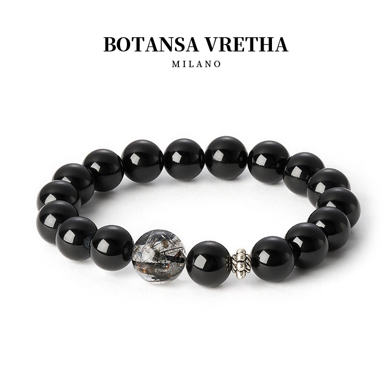 Botansa Vretha&Bv Black Tourmaline Bracelet for Men, Elegant and Simple Black Hair Crystal Bead Bracelet Trend Botansa Vretha&Bv Black Tourmaline Bracelet for Men, Elegant and Simple Black Hair Crystal Bead Bracelet Trend