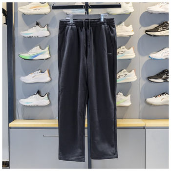Li Ning Men's Sweatpants 2025 Winter New Trendy Loose Fleece-Lined Warm Straight-Leg Slimming Sports Pants Aklv92