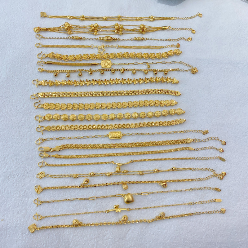 Simple and Stylish Imitation Gold Jewelry with Color Retention, Brass Gold-Plated Bracelet with a Stylish Look, Shiny Watch Chain That Won'T Fade Easily